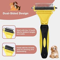 Avont Pet Dematting Comb, 2 Sided Professional Undercoat Rake for Dogs and Cats, Safe and Effective Pet Grooming Tool for Easy Mats & Tangles Removing - No More Nasty Shedding or Flying Hair