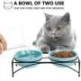 Y YHY Cat Food Bowls, Raised Cat Bowls for Food and Water, Ceramic Cat Bowls Elevated, Cat Dishes for Cat or Small Dogs,12 Ounces, Cute Cat Design, Dishwasher Safe