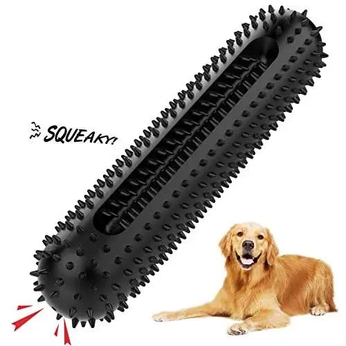 PETIZER Dog Squeaky Toys for Aggressive Chewers | Tough Toothbrush Puppy Chew Toy | Nearly Indestructible Rubber Toys for Training, Teeth Cleaning, Playing and Chewing for Medium & Large Breeds Black PETIZER Dog Squeaky Toys for Aggressive Chewers | Tough Toothbrush Puppy Chew Toy | Nearly Indestructible Rubber Toys for Training, Teeth Cleaning, Playing and Chewing for Medium & Large Breeds Black