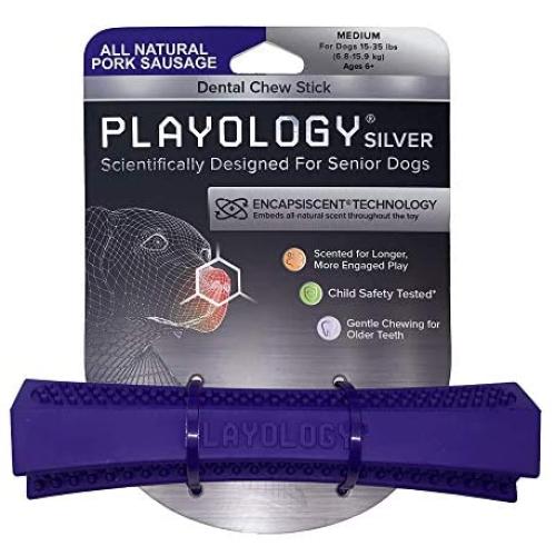 Playology Silver All-Natural Scented Dental Chew Stick