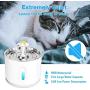 LED Light Pet Fountain Cat and Dog Water Fountain Stainless Steel Top Pet and Cat Water Dispenser Ultra Quiet Water Level Window Water Replaceable Filter Drinking for Cat Water Fountain with Flower
