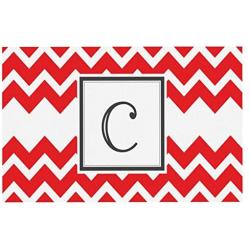 KESS InHouse Kess Original Monogram Chevron Red Letter C Feeding Mat for Pet Bowl, 24 by 15-Inch