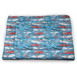 DayDayFun Narwhal Pet Mat for Crate Underwater Life Themed Whale and Bird Feather Illustration Colorful Design Bite-Resistant Pet Mat Multicolor