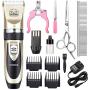 CAHTUOO Dog Grooming Clippers, Professional Pet Grooming Kit Rechargeable Pet Shaver Cordless Silent Dog Hair Trimmer with 4 Comb Attachments & Extra Tools for Dogs Cats and Pets