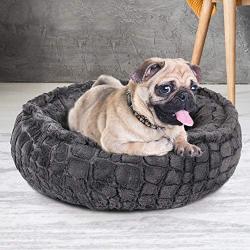 Dog Bed - Comfortable Pet Bed - Ultra Soft Fabric - Machine Washable - Self Warming Round Dogs and Cats Bed