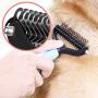 516 2-Sided Pet Rake Brush&Pet Hair Removal Tool &Pet Comb&Pet Dematting Tools&Pet Combs for Lager Dogs&Dog Brush for Grooming 16 Double-Sided Hooks of 6.8 inches dust Removal Tool (Blue)