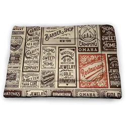 Nomorer Pet Food Mat Antique Waterproof and Urine-Proof Collection of Different Wooden Architecture Elements Timber Door Key Print Chocolate Brown