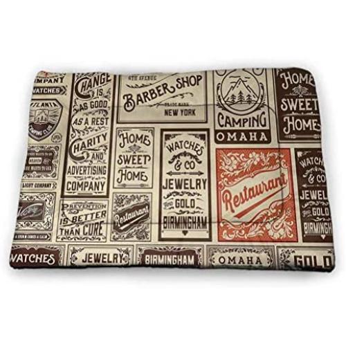 Nomorer Pet Food Mat Antique Waterproof and Urine-Proof Collection of Different Wooden Architecture Elements Timber Door Key Print Chocolate Brown