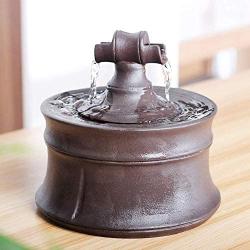 THMY Portable Ceramic Pet Water Fountain for cat Dogs - Cat Drinking Dispenser Automatic Circulation Flow Water Feeder Super Quiet 1.5L (Color : Brown)