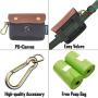 bellerata Poop Bag Holder for Leash with 2 Free Rolls of Poop Bags, Dog Poop Bag Holder for Leash, Canvas PU Leather Metal Carabiner Clip