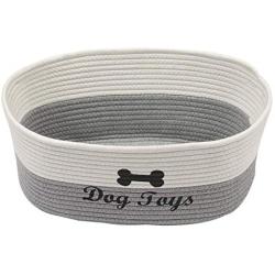 Geyecete Cotton Rope Dog Bins for Toys Natural Cotton Rope Clutter Organizer Toy Chest Pet Bed Pet Toy Box