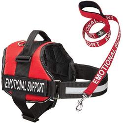 Industrial Puppy Emotional Support Dog Vest Harness with Reflective Straps, Interchangeable Patches, and Matching ESA Leash Set - ESA Dog Vest in 7 Adjustable Sizes