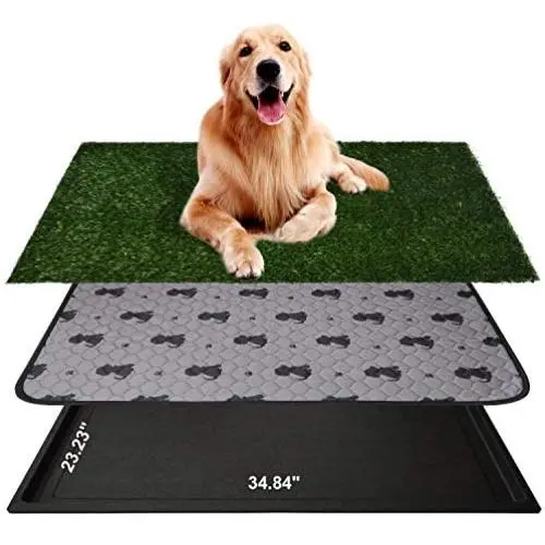 AZSSMUK Dog Grass Pad with Tray Dog Pee Potty Pad,Grass Large Dog Litter Box Toilet Artificial Grass Turf for Dogs,Pet Potty Training Pee Portable Potty Trainer Full System AZSSMUK Dog Grass Pad with Tray Dog Pee Potty Pad,Grass Large Dog Litter Box Toilet Artificial Grass Turf for Dogs,Pet Potty Training Pee Portable Potty Trainer Full System