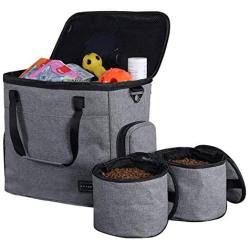 Petsfit Portable Airline Approved Travel Dog Bag with Shoulder Strap- Includes Pet Travel Bag Organizer,2 Lined Pet Food Containers,1 Waterproof Beach Blanket