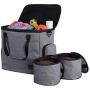 Petsfit Portable Airline Approved Travel Dog Bag with Shoulder Strap- Includes Pet Travel Bag Organizer,2 Lined Pet Food Containers,1 Waterproof Beach Blanket
