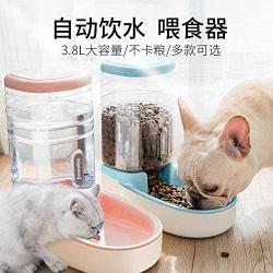 LFOZ Pet PHABULS Automatic Cat Feeder Automatic Dog Water Dispenser 3.8L Double Bowl Design for Small and Big Pets (Color : Green as Shown)