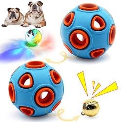 Interactive Dog Chew Toys, 2 Pack BBQ Flavor Dog Chewing Toys with Flash Bell Inside Pet Behavior Training Puppy Dental Chewer for Large Middle Dogs