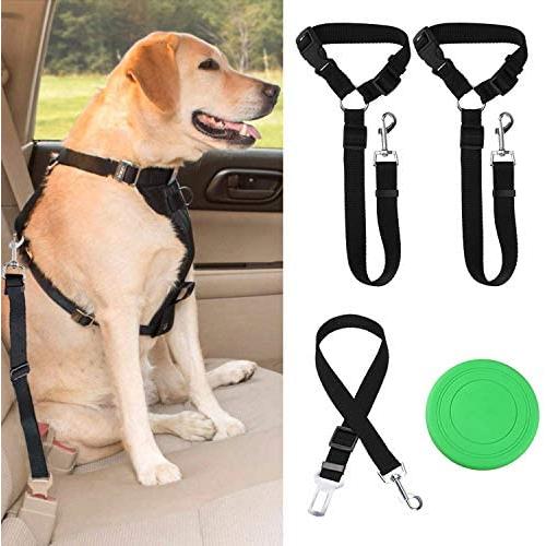 3 Pack Dog Seat Belts - Car Seat Belt Headrest Restraint - Durable Nylon Vehicle Harness for Dogs, Cats