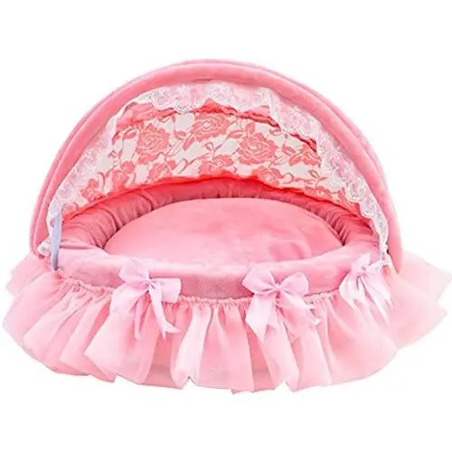 Creation Core Luxury Washable Pet Puppy Cat Princess Lace Bed with Canopy