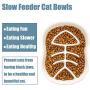 Ceramic Slow Feeder Cat Dog Bowls - Unique Fishbone Fun Interactive Design Feeder Bowl,Preventing Pet Feeder Anti Gulping Healthy Eating Diet Pet Bowls Against Bloat,Indigestion and Obesity (White)