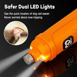 Casfuy Dog Nail Grinder with 2 LED Light - New Version 2-Speed Powerful Electric Pet Nail Trimmer Professional Quiet Painless Paws Grooming & Smoothing for Small Medium Large Dogs and Cats