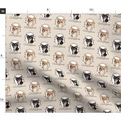 Spoonflower Fabric - Chihuahua, Dog, Pet, Animal, Tri Color, Buff, Fawn, Puppy, Rescue, Toy Printed on Performance Piqué Fabric by The Yard - Performance Athletic Apparel Fashion