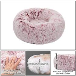 TORMAYS Pet Beds Donut Round Cushion Dog Bed Marshmellow Faux Fur Cuddler, Calming Fluffy Comfy Furry Cat Bed
