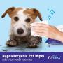Furbliss Hygienic Pet Wipes for Dogs & Cats, Cleansing Grooming & Deodorizing Hypoallergenic Thick Wipes with All Natural Deoplex Deodorizer by Vetnique Labs