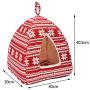 Hollypet Self-Warming 2 in 1 Foldable Comfortable Triangle Cat Bed Tent House, Red Snow