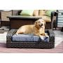 Iconic Pet Rattan/Wicker Pet Sofa Bed - Sofa Made of Woven Palm Stems of Rattan with Metal Frame, Indoor/Outdoor Sofa and Water Resistant Cushion Cover, Elegant Pet Bed for Dogs/Cats up to 50 lbs