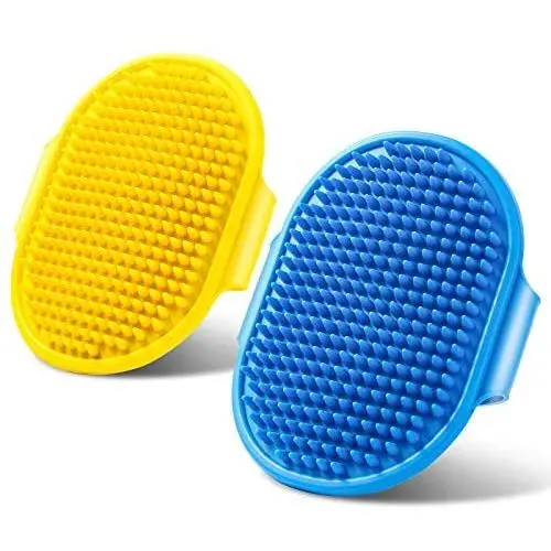PRIDEEP Dog Grooming Brush 2 Pack, Pet Shampoo Bath Washing Brush Soothing Massage Rubber Comb Dog Brush with Adjustable Ring Handle Suitable for Long Short Haired Dogs and Cats PRIDEEP Dog Grooming Brush 2 Pack, Pet Shampoo Bath Washing Brush Soothing Massage Rubber Comb Dog Brush with Adjustable Ring Handle Suitable for Long Short Haired Dogs and Cats