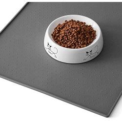 Y YHY Dog Cat Pet Food Mat, 24 Inches Dog Cat Pet Bowl Feeding Mat, Waterproof Silicone Pet Mat Large, Pet Placemat for Food and Water, Non-Toxic, Non-Slip, Anti-Messy, Dishwasher Safe