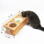 Smith Chu Premium Elevated Pet Bowls, Raised Dog Cat Feeder Solid Bamboo Stand with Ceramic Food Feeding Bowl - Cute Kitty Bowl for Cats and Puppy
