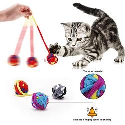 PAKESI Cat Toy Ball, 3PACK, Built-in Bells, The Wool Ball That Cats Like, The Wool Ball Tail is The Biggest Temptation for Cats.