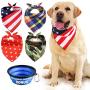 Dog Bandana, Bibs Scarf for Pet – 4Pcs Washable Triangle Hankerchief, Adjustable Neckerchief Accessories for Small Medium Large Dogs Scarves, Bonus Pet Bowl Collapsible for Puppy Bandanas Collars Boy