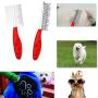 Huture 2 Pack Pet Detangling Comb Stainless Steel Plastic Handle Grooming Dog Cat Deshedding Removes Tangles Knots Tear Stain Poodle Finishing Butter Comb DIY Self Cleaning Slicker+1 towel