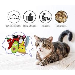 PetLike Catnip Toys Plush Interactive Cat Toys with Catnip Inside, Tooth Cleaning Catnip Toy Fish Buttefly Bird Mouse Cute Cat Toys for Kitty Indoor Cats 6 Pack