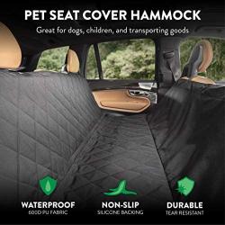 Plush Paws Products Hammock Waterproof Luxury Car Seat Cover with Pet Harnesses, Extra Large (Black) -USA Based