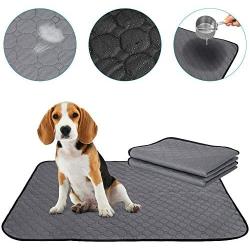 SlowTon Washable Dog Pee Pad, 2 Pack Reusable Waterproof Doggy Cats Potty Mat Super Fast Absorbent Comfortable Unscented No Leak Slip Housebreaking Training Whelping Travel Mat (L, 2 Pack)