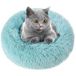otoez Round Plush Donut Pet Bed Fur Donut Cuddler Warm Soft Dog Cat Cushion Bed Calming Bed Non-Slip Bottom (15''/19''/23/27''/31/39)