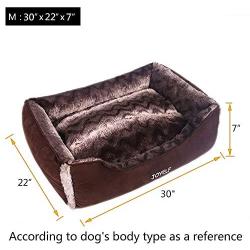 JOYELF Dog Bed with Washable Cover Ultra Soft Dog Sofa & Warming Pet Bed for Cats or Dogs with Rectangle Breathable Soft Cotton and Squeaker Toys as Gift