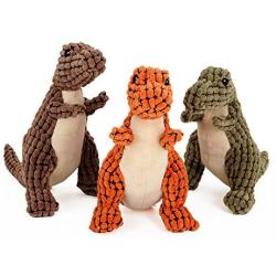 LXLP Pet Squeak Toys,Dinos with Chew Guard Technology Tough Plush Dog Toys