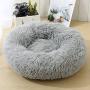 Toneed Soft Calming Donut Dog Cat Bed in Fluffy Fur, Puppy Sleeping Pet Bedding for Cozy Cuddler Kennel Bed