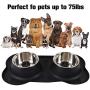 Patimate Stainless Steel Dog Bowl - Pet Bowls Food Water Feeder with Non-Skid No Spill Silicone Mat and Strong Suction Cup for Pets Small Medium Large Dogs