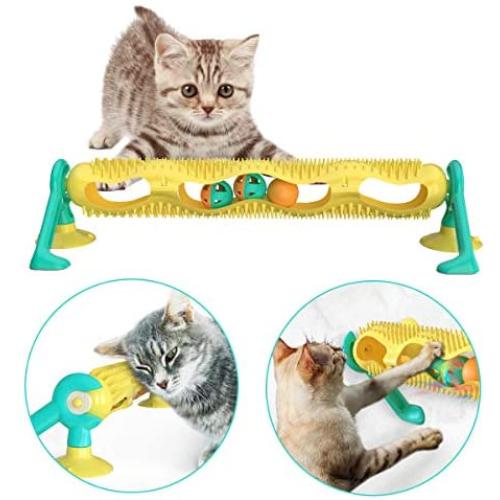 AmazeFan Cat Track Ball Toy with Sucker,Fun Levels of Interactive Play - Circle Track with Cat Mint Ball Glowing Ball Satisfies Hunting, Chasing & Exercising Needs Suitable for Multiple Cats