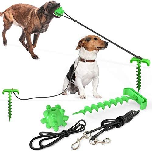 Dog Tie Out Cable - Dog Stake with Dog Toys for Aggressive Chewers,Dog Leash for Small Medium Large Dogs Tie Out Cable Great for Camping or the Garden, Suitable for Harness, Leash & Chain Attachments Dog Tie Out Cable - Dog Stake with Dog Toys for Aggressive Chewers,Dog Leash for Small Medium Large Dogs Tie Out Cable Great for Camping or the Garden, Suitable for Harness, Leash & Chain Attachments