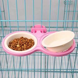 POPETPOP Dog Crate Feeder-Durable Pet Bowls Hanging Water Bowl for Dog Cage Clip on Dog Cat Bowls for Crates-Blue