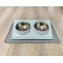 Stainless Steel Double Pet Bowls and Non-Skid Silicone Mat, Food and Water Feeder Bowls for Cats or Dogs.