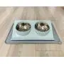 Stainless Steel Double Pet Bowls and Non-Skid Silicone Mat, Food and Water Feeder Bowls for Cats or Dogs. Stainless Steel Double Pet Bowls and Non-Skid Silicone Mat, Food and Water Feeder Bowls for Cats or Dogs.