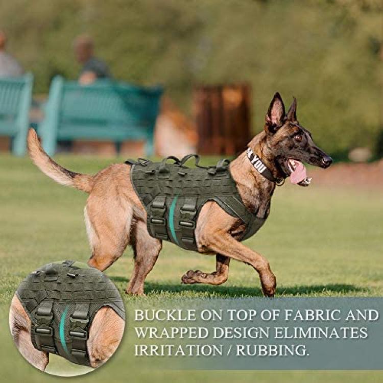 PETAC Gear Tactical Dog Harness No Pull for Large K9 Working Dogs Military Dogs Vest Police Service Training Dogs Molle Harnesses with Handle